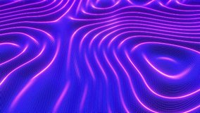 3D neon waving surface. Digital sound concept: sound waves flowing on blue pixelated surface. Abstract visualization of big data, artificial intelligence and neural network. Seamless loop animation. - Powered by Shutterstock - Get 15% off with code: PIKWIZARD15