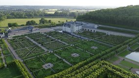 drone video villandry castle, chateau de Villandry France europe
