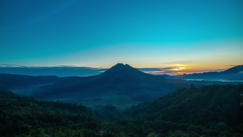 Timelapse of Sunrise on Batur volcano in Kintamani, Bali island, indonesia.