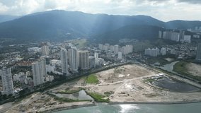 Land reclamation's Gurney Bay transformational impact showcased through stunning aerial footage of construction activities