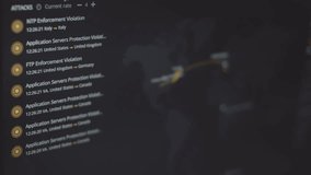 Global cyber attack with world map on computer screen. Internet network communication under cyberattack. Worldwide propagation of virus online. Closeup. - Powered by Shutterstock - Get 15% off with code: PIKWIZARD15