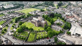 Aerial video of St Patrick's Cathedral Church of Ireland Armagh City County Armagh Northern Ireland