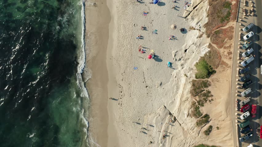 Aerial Drone footage of the famous Windansea Beach in La Jolla San Diego California on a Sunny Day Royalty-Free Stock Footage #1109149313