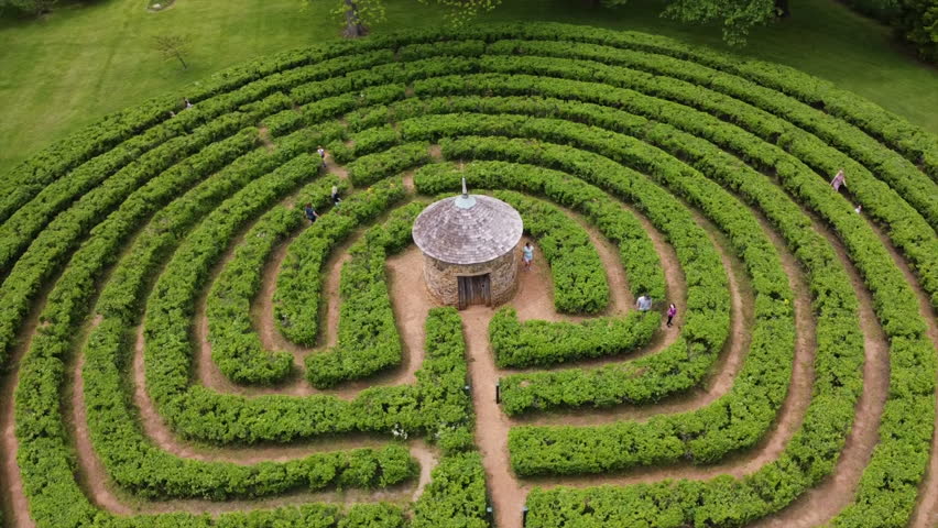 New Harmony Labyrinth, Indiana (Drone Arc) Midday Summer 2021 Royalty-Free Stock Footage #1109149803