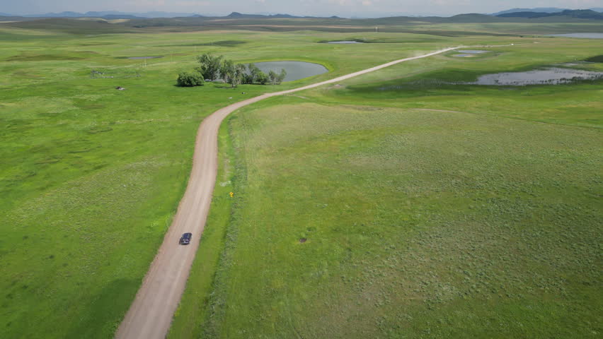 Car Travels Beautiful Montana Countryside Backroads