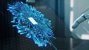 AI Robot Touching A Circuit Board With A Finger On It's Hand Workshop Animation Natural Language Processing - Powered by Shutterstock - Get 15% off with code: PIKWIZARD15