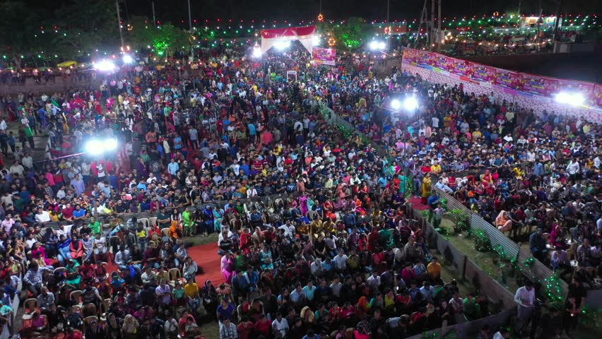 A drone shot of a huge crowd attending the dussehra festival in India
 Royalty-Free Stock Footage #1109162231