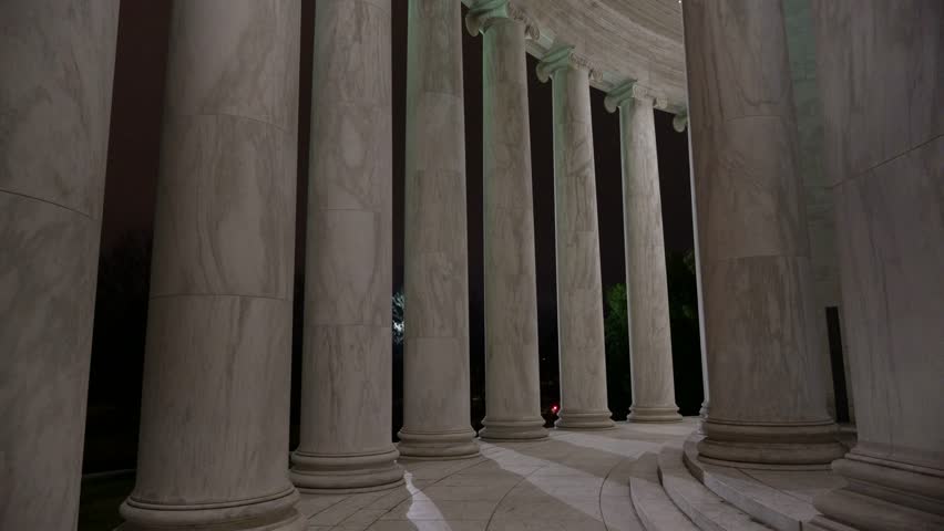 The big and tall white marble columns of the Lincoln Memorial in Washington DC