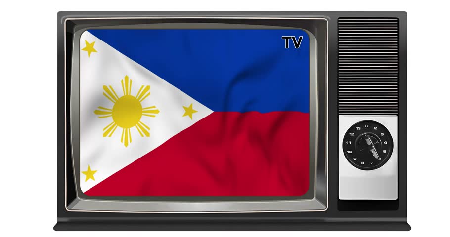 Waving flag of Philippines on the screen of an old TV set, isolated in white background. 3d animation in 4k resolution video. | Shutterstock HD Video #1109162591