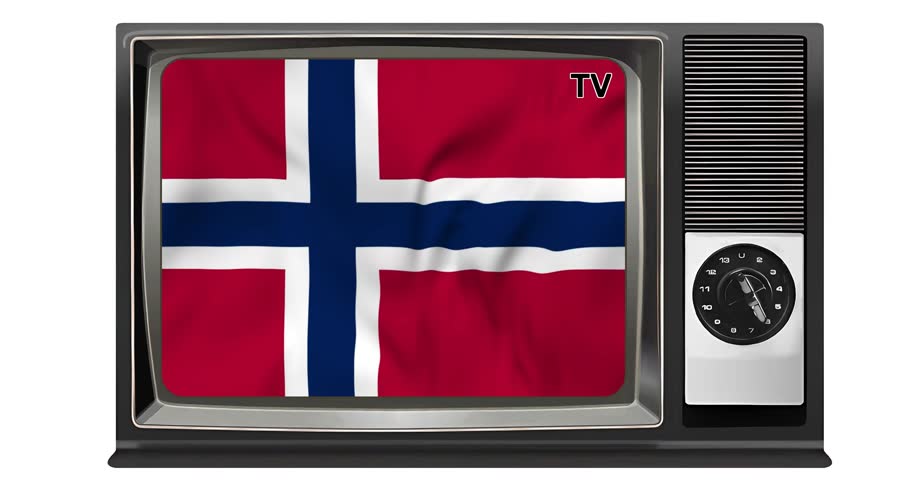 Waving flag of Norway on the screen of an old TV set, isolated in white background. 3d animation in 4k resolution video. | Shutterstock HD Video #1109162841