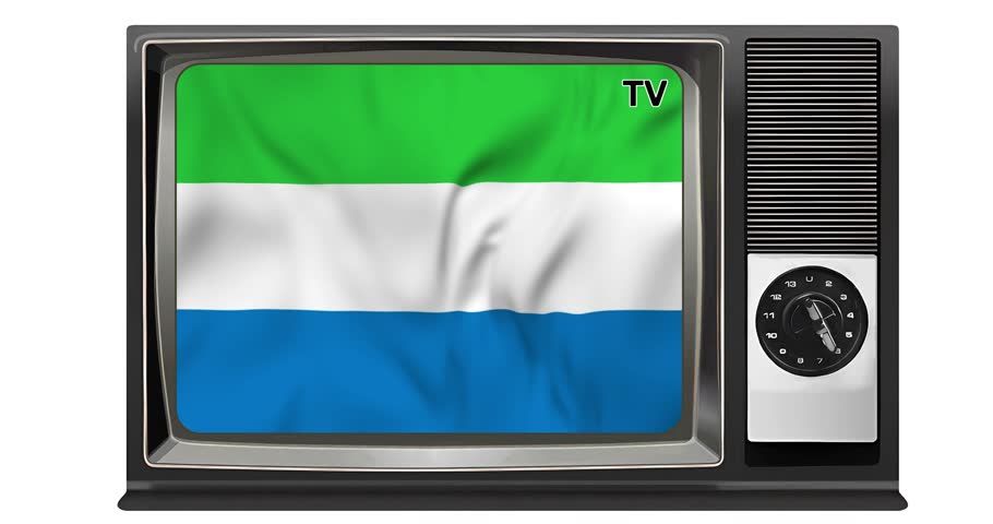Waving flag of Sierra Leone on the screen of an old TV set, isolated in white background. 3d animation in 4k resolution video. | Shutterstock HD Video #1109163909