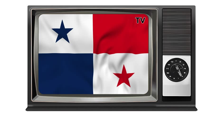 Waving flag of Panama on the screen of an old TV set, isolated in white background. 3d animation in 4k resolution video. | Shutterstock HD Video #1109164753