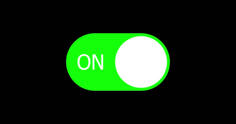 switch off on button animated. mobile phone toggle slider ui turn bar isolated video animation 4k