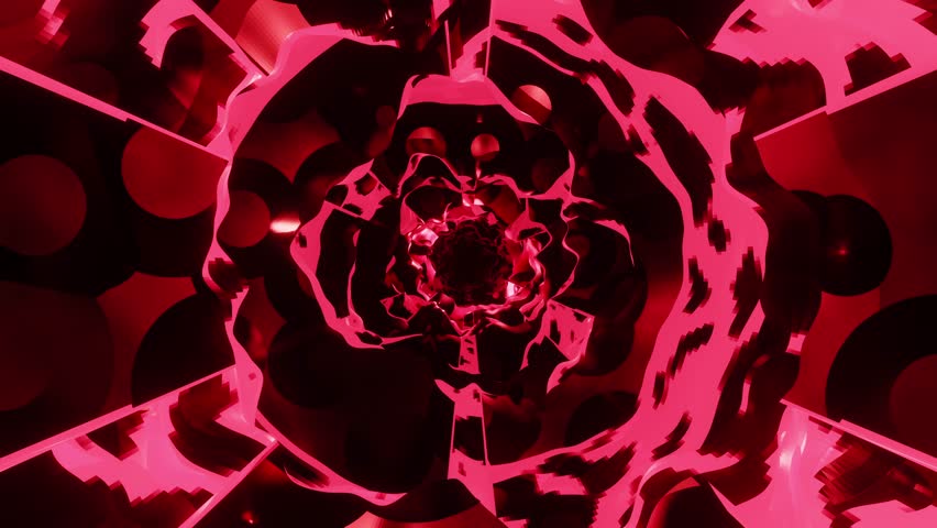 Red and black flower tube. Looped animation.
