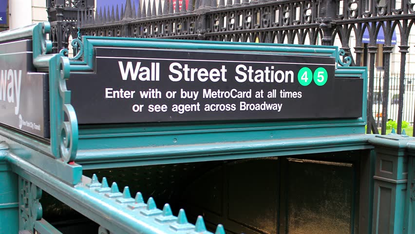 New York City USA, Wall Street subway station entrance. USA Royalty-Free Stock Footage #1109174083
