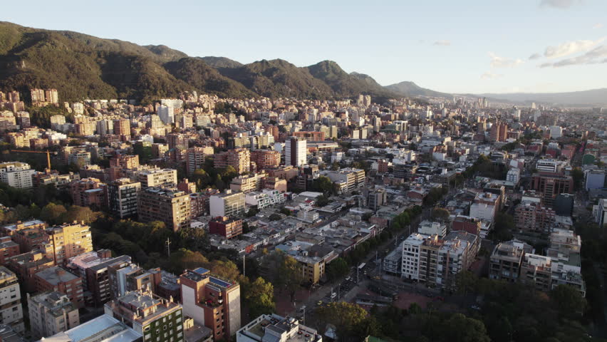 Cityscape view of Bogota during a fabulous sunset.