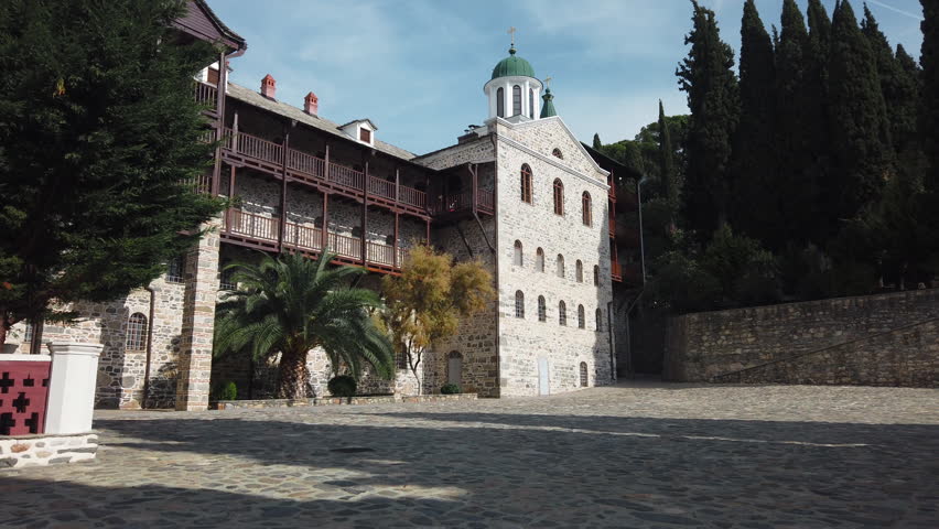 Saint Panteleimon Monastery in Athos, Chalkidiki, Greece