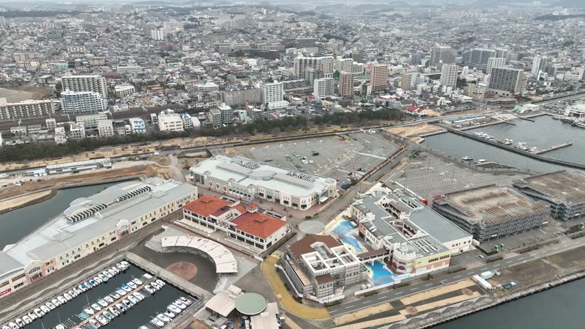 Aerial view of the scenery around the marina in Tarumi Ward, Kobe City
