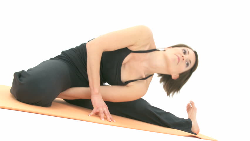 Yoga Asana in sequence: Revolved Head-to-Knee Pose, Revolved Head-to-Knee