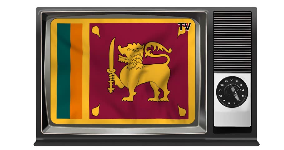 Waving flag of Sri Lanka on the screen of an old TV set, isolated in white background. 3d animation in 4k resolution video. | Shutterstock HD Video #1109188375