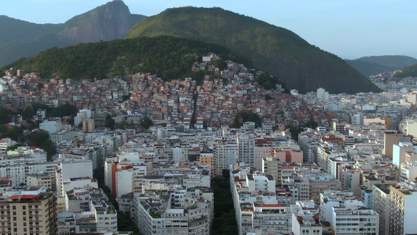 Aerial view of Cantagalo-Pavao-Pavaozinho slums located between Ipanema and Copacabana in Rio de Janeiro, Brazil.  Royalty-Free Stock Footage #1109189437
