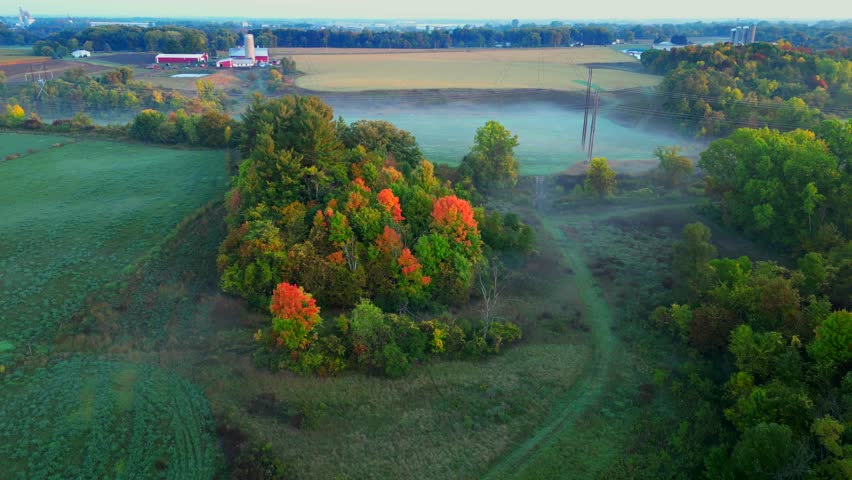 Amazing arial view of Autumn foggy landscape with power grid utility poles.
 Royalty-Free Stock Footage #1109189441