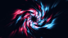 3D animation of blue and pink high speed flying lines in spiral motion. Sci-fi digital video Electric movement of dynamic stripes on a dark background. Neon glowing rays of hyperspace