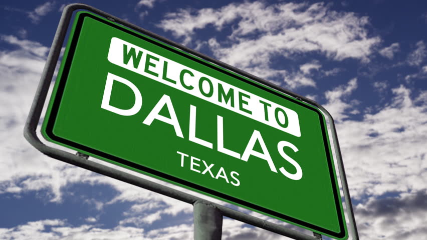 Welcome to Dallas, Texas. USA City Road Sign, Realistic 3d Animation Royalty-Free Stock Footage #1109195203