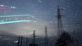 Animation of Rising Electricity Prices Graph With Distribution Pylons - 3d render - Powered by Shutterstock - Get 15% off with code: PIKWIZARD15