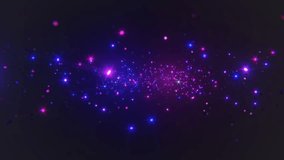 Abstract motion background shining neon particles. Shimmering Glittering Particles With Bokeh. Popular, modern, christmas, new year, holliday, wedding background, 2024, 2023. loop video animation