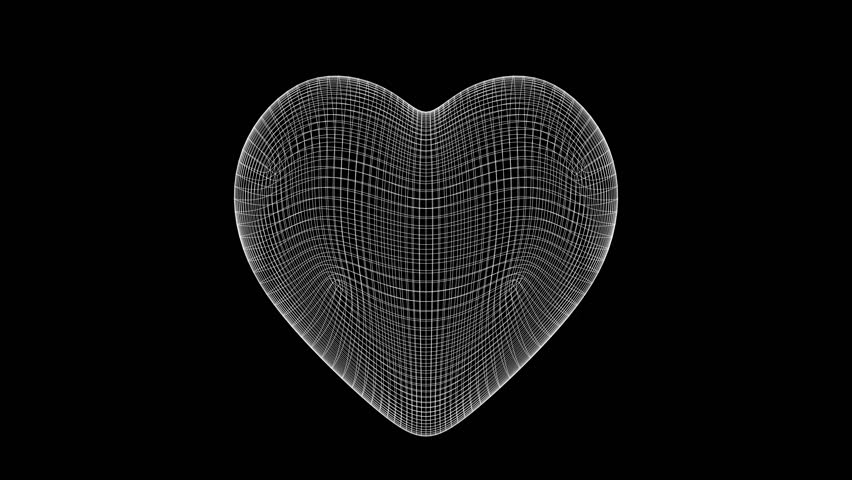Spinning 3d wireframe heart motion graphics with plain black background | Shutterstock HD Video #1109211663