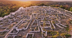 Shumen fortress Archaeological ancient fort of old Town Shoumen, Bulgaria, panorama landscape  bulgarian landmark video