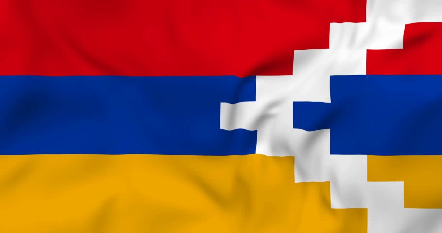 Waving flag of Republic of Artsakh fades to black and disappears. 3d animation in 4k resolution. | Shutterstock HD Video #1109215831