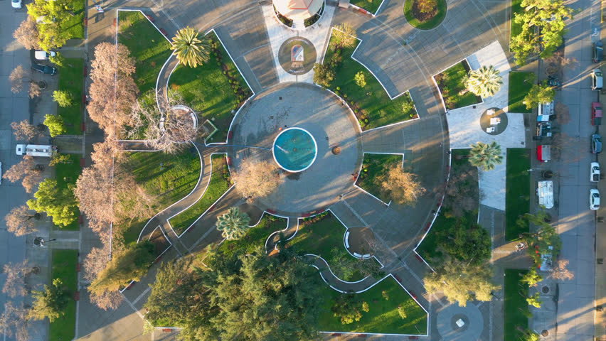 San Javier de Loncomilla, South of Chile, Maule region from above Plaza de Armas Square