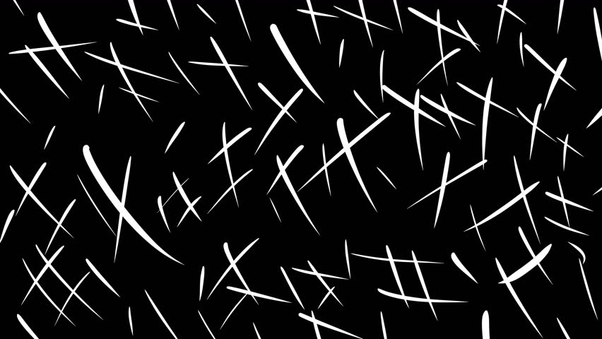Animation of white large strokes on a black screen. Doodle art effect for overlay in 4K with alpha channel. Beast scratch concept. | Shutterstock HD Video #1109218523