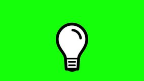  Flashing light bulb icon. loop animation. chroma key (green back)
