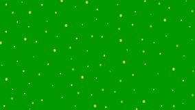 Animated Christmas golden snow background. Snowfall with snowflakes isolated on green background. Looped video.