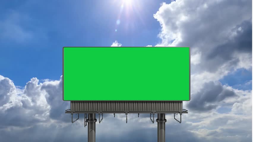 green screen bill boards and blue sky.green display advertisement text template promotion new brand at outdoor Royalty-Free Stock Footage #1109235491