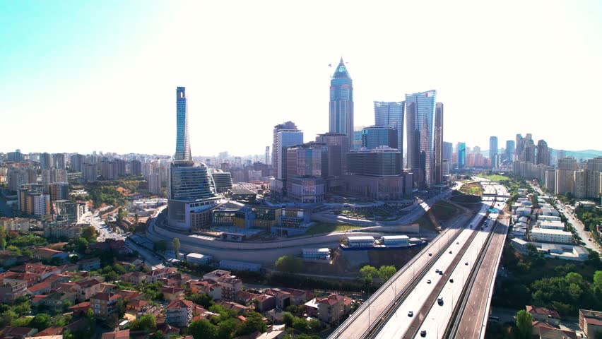 Istanbul Financial Center (IFC) in Atasehir, Istanbul, Turkey. Global financial services hub. Modern business center skyscrapers in Istanbul.