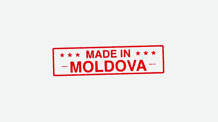 Close Up Real Hand Stamping Made In Moldova Stamp on White Background | Shutterstock HD Video #1109242881