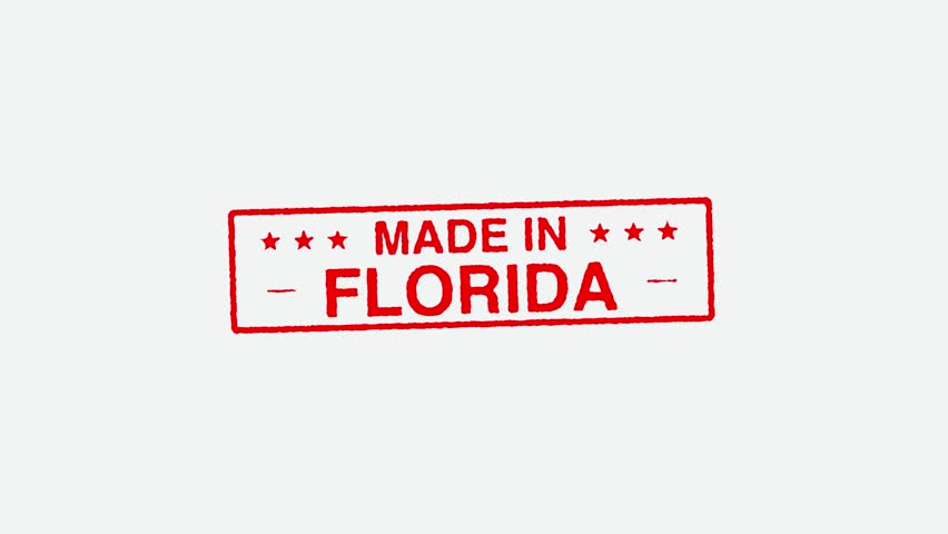 Close Up Real Hand Stamping Made In Florida Stamp on White Background | Shutterstock HD Video #1109242967