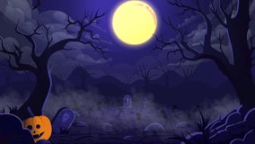 halloween night scene with cemetery, bat and moon background. 4k animation background. - Powered by Shutterstock - Get 15% off with code: PIKWIZARD15