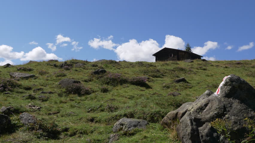Alpine Hut and Hiking trail marking