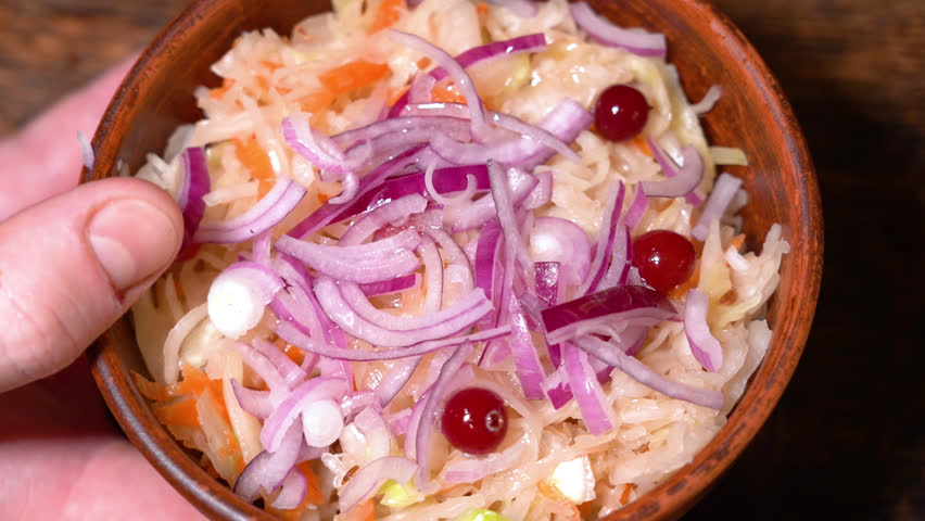 salad of cabbage and carrots with greens.Homemade meal.