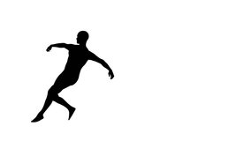 An athletic young man dancing in hip hop style. Black silhouette isolated of pure white background. 4K video