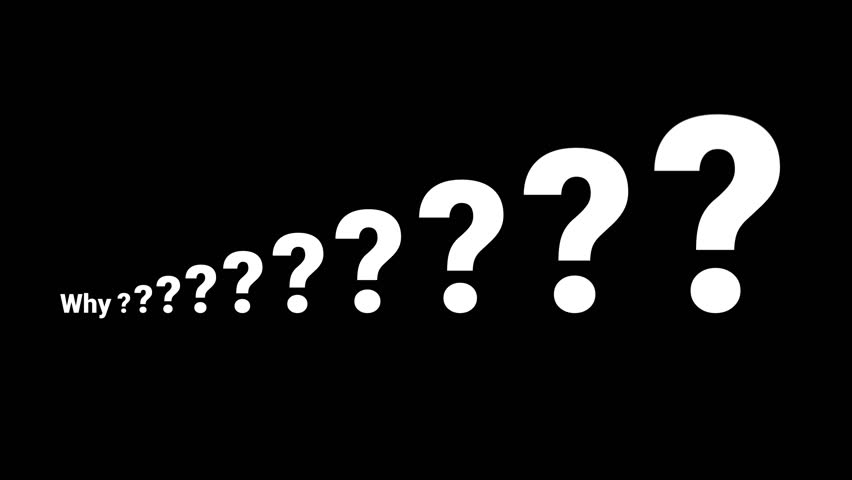 Asking why question marks popping up big and bigger. Alpha channel PNG video format. Transparent video. overlay on any video. fill with your own color. | Shutterstock HD Video #1109256119