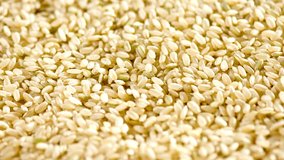 Close-Up Dolly Shot of Raw Brown Rice in 4K Video