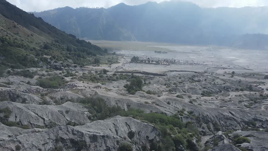 aerial view of the texture of Mount Bromo
