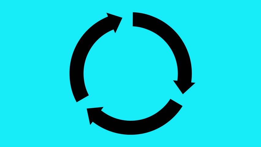 Circular rotating arrow. loop animation. chroma key (blue background)