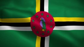 Dominica flag waving animation, perfect looping, 4K video background, official colors